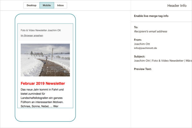 Ganz wichtig: Das responsive Design sorgt dafür, dass Dein Newsletter auch auf dem Smartphone gut aussieht. 